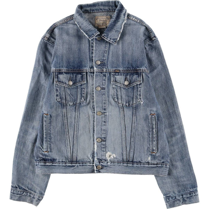 Ralph Lauren POLO RALPH LAUREN denim jacket G-jacket men's size L cotton Blue type light blue Vintage Second Hand