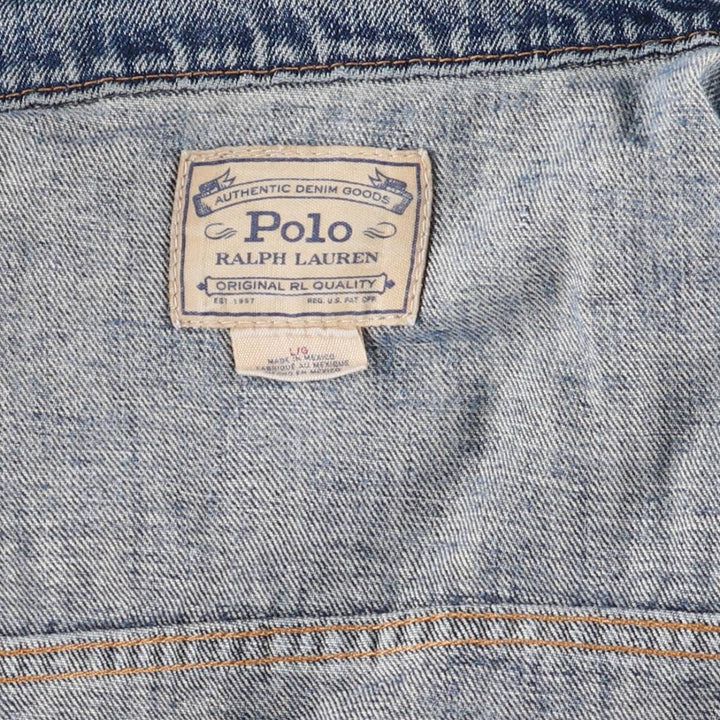 Ralph Lauren POLO RALPH LAUREN denim jacket G-jacket men's size L cotton Blue type light blue Vintage Second Hand