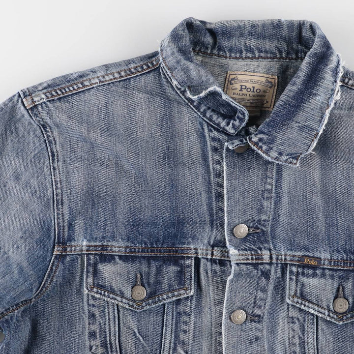 Ralph Lauren POLO RALPH LAUREN denim jacket G-jacket men's size L cotton Blue type light blue Vintage Second Hand