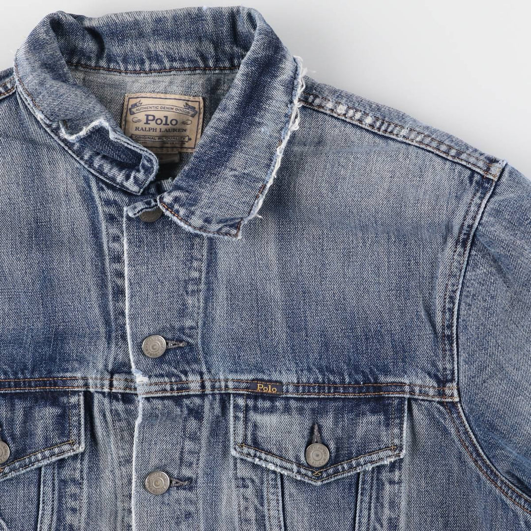 Ralph Lauren POLO RALPH LAUREN denim jacket G-jacket men's size L cotton Blue type light blue Vintage Second Hand