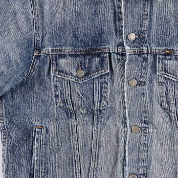 Ralph Lauren POLO RALPH LAUREN denim jacket G-jacket men's size L cotton Blue type light blue Vintage Second Hand