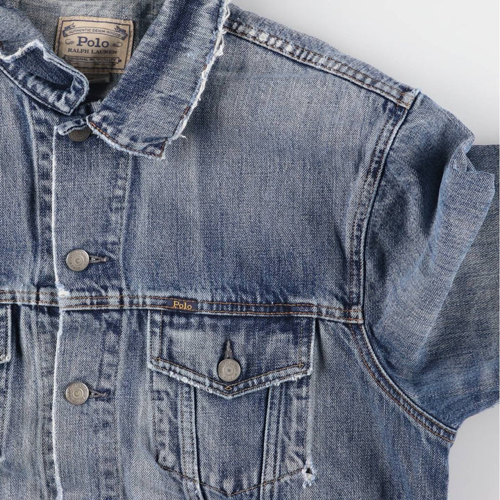 Ralph Lauren POLO RALPH LAUREN denim jacket G-jacket men's size L cotton Blue type light blue Vintage Second Hand