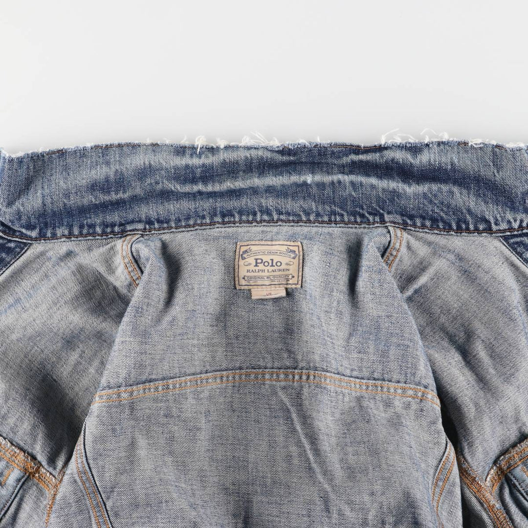 Ralph Lauren POLO RALPH LAUREN denim jacket G-jacket men's size L cotton Blue type light blue Vintage Second Hand