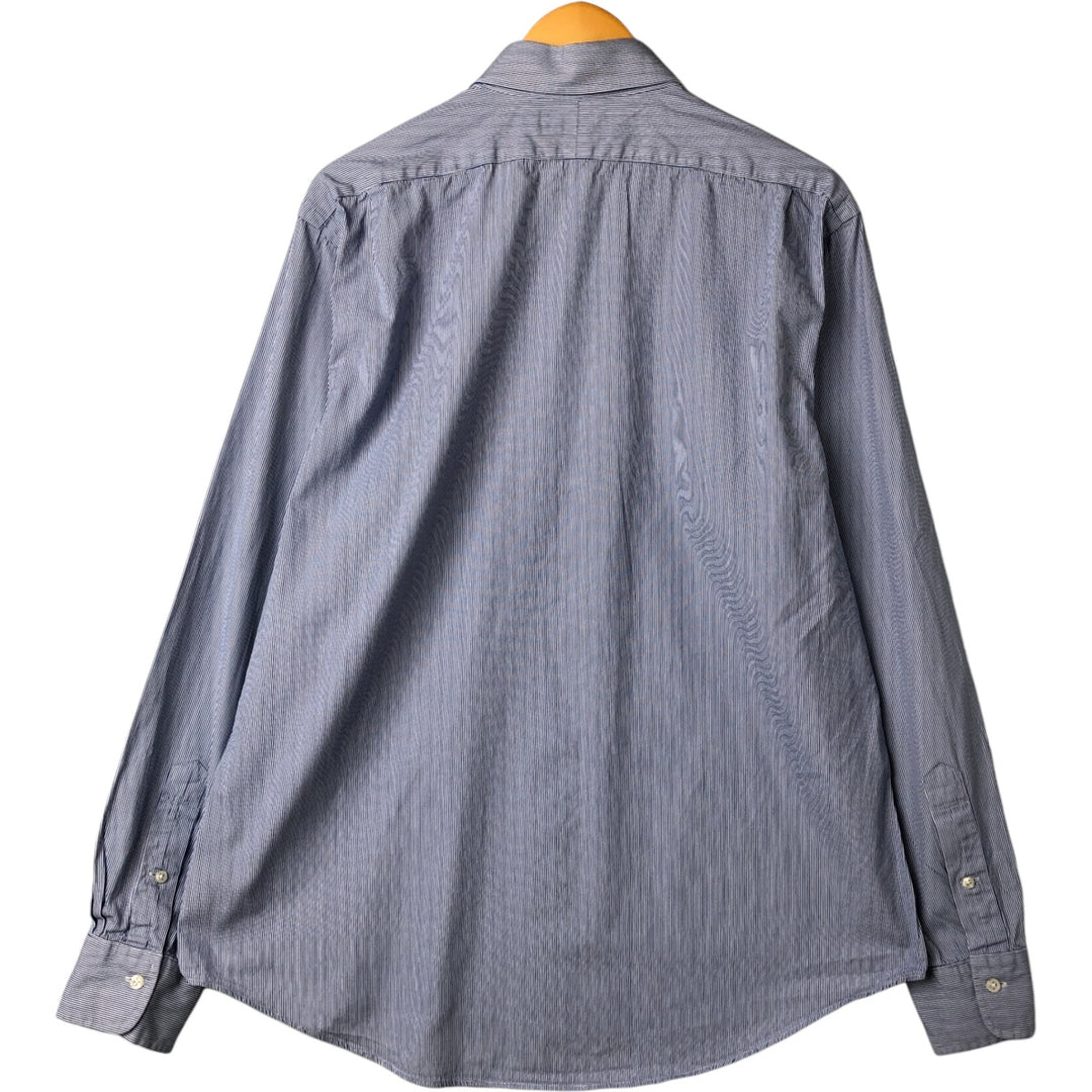 POLO by Ralph Lauren REDENT CUSTOM FIT wide collar long sleeve striped shirt men's XL equivalent cotton Purple type blue-purple Vintage Second Hand