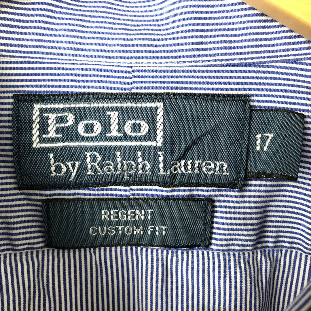 POLO by Ralph Lauren REDENT CUSTOM FIT wide collar long sleeve striped shirt men's XL equivalent cotton Purple type blue-purple Vintage Second Hand