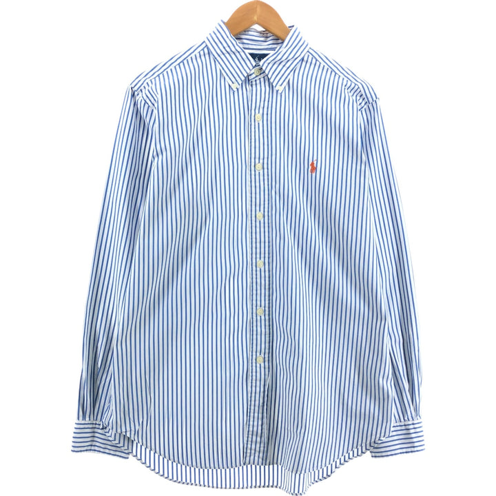 Ralph Lauren Classic Fit Long Sleeve Button Down Striped Shirt, Men's M cotton blue type Vintage Second Hand