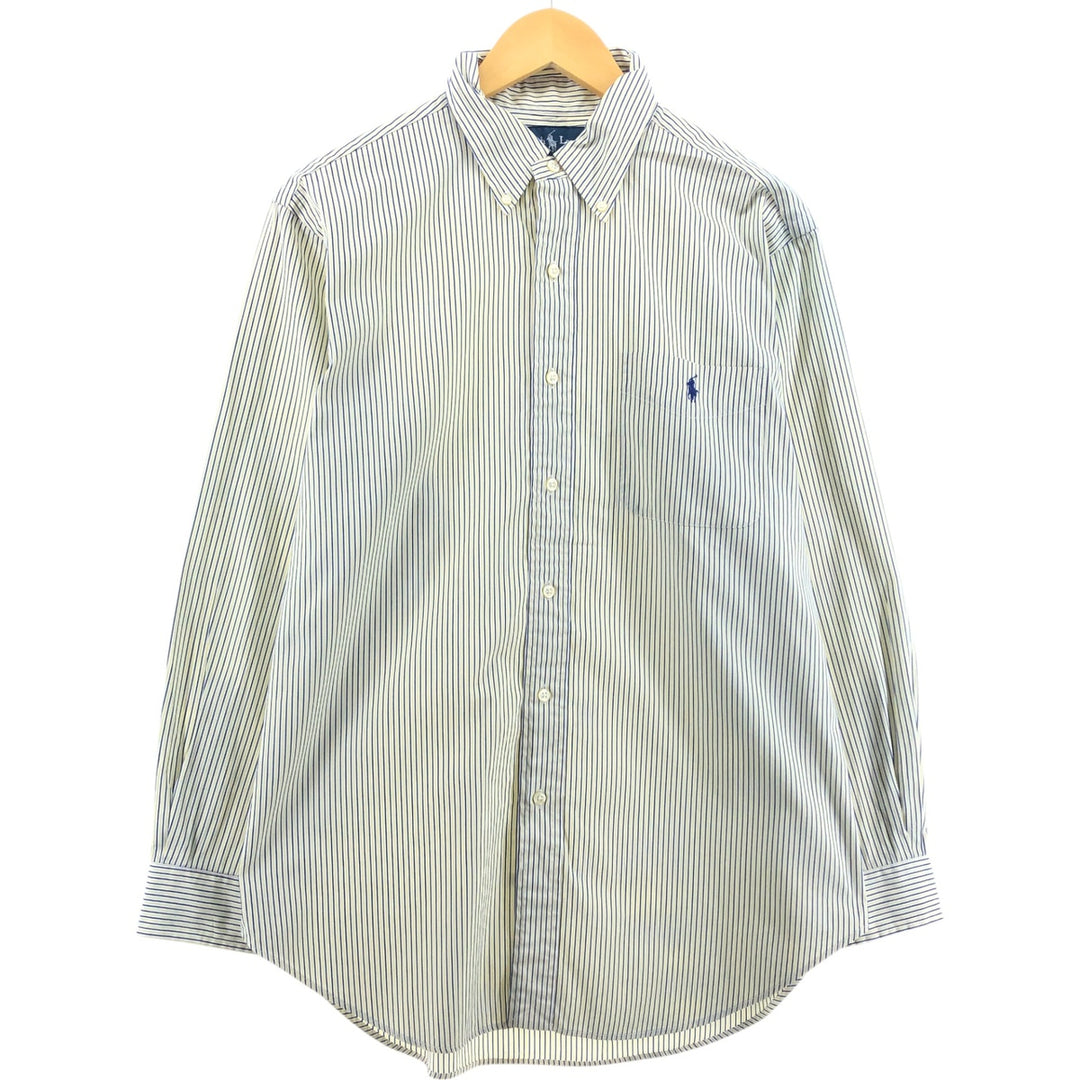 Ralph Lauren Classic Fit Long Sleeve Button Down Striped Shirt, Men's Size L cotton yellow type Vintage Second Hand