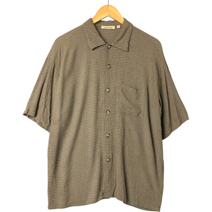 90'S St Michael short sleeve cotton check shirt made in USA, men's size L, vintage Rayon green type Vintage Second Hand