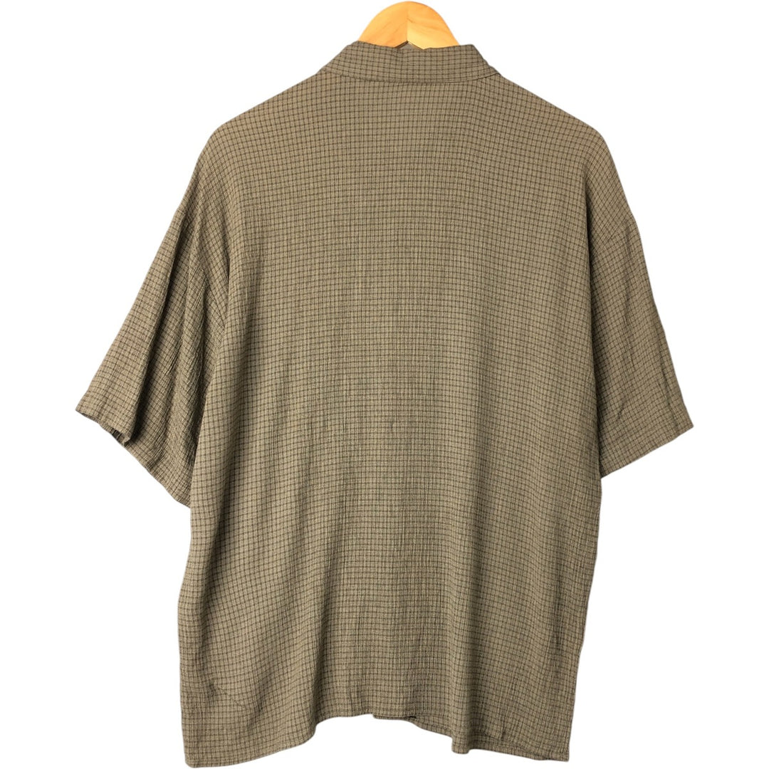 90'S St Michael short sleeve cotton check shirt made in USA, men's size L, vintage Rayon green type Vintage Second Hand