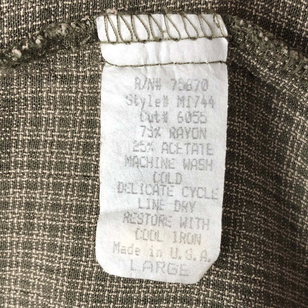 90'S St Michael short sleeve cotton check shirt made in USA, men's size L, vintage Rayon green type Vintage Second Hand