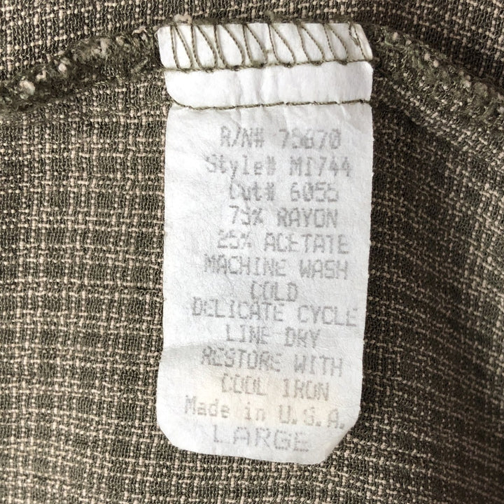 90'S St Michael short sleeve cotton check shirt made in USA, men's size L, vintage Rayon green type Vintage Second Hand