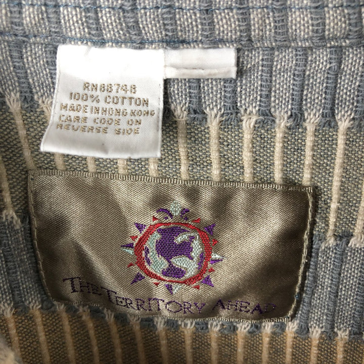 THE TERRITORT AHEAD Short Sleeve Cotton Check Shirt Men's XL cotton blue type Vintage Second Hand