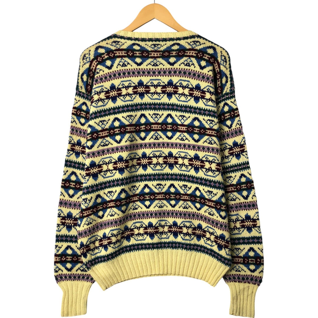 POLO by Ralph Lauren Fair Isle Pattern Hand Knit Cotton Sweater, Men's XL cotton yellow type Vintage Second Hand