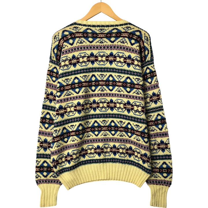 POLO by Ralph Lauren Fair Isle Pattern Hand Knit Cotton Sweater, Men's XL cotton yellow type Vintage Second Hand