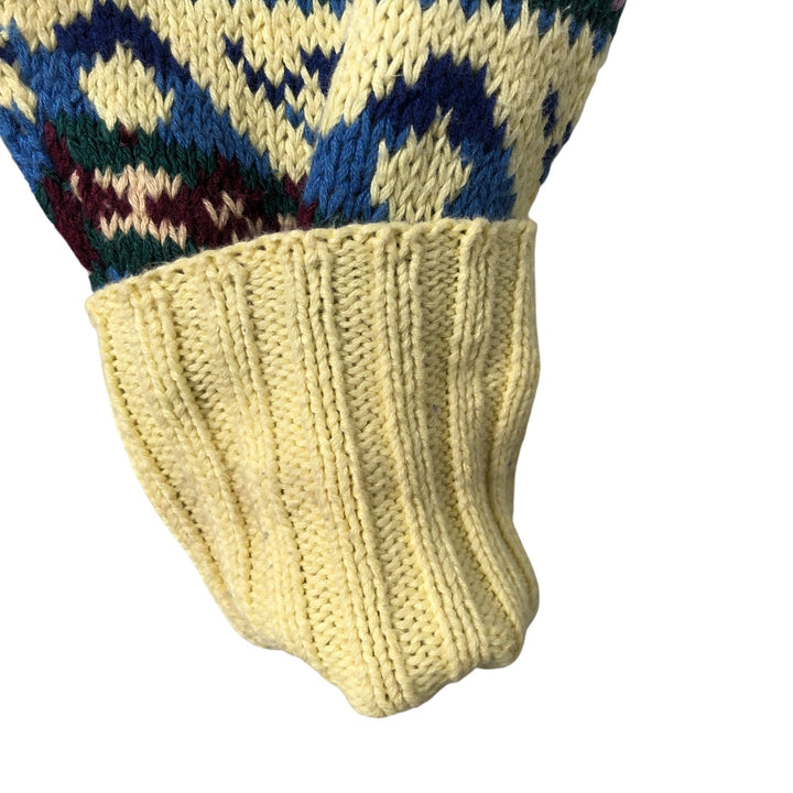 POLO by Ralph Lauren Fair Isle Pattern Hand Knit Cotton Sweater, Men's XL cotton yellow type Vintage Second Hand