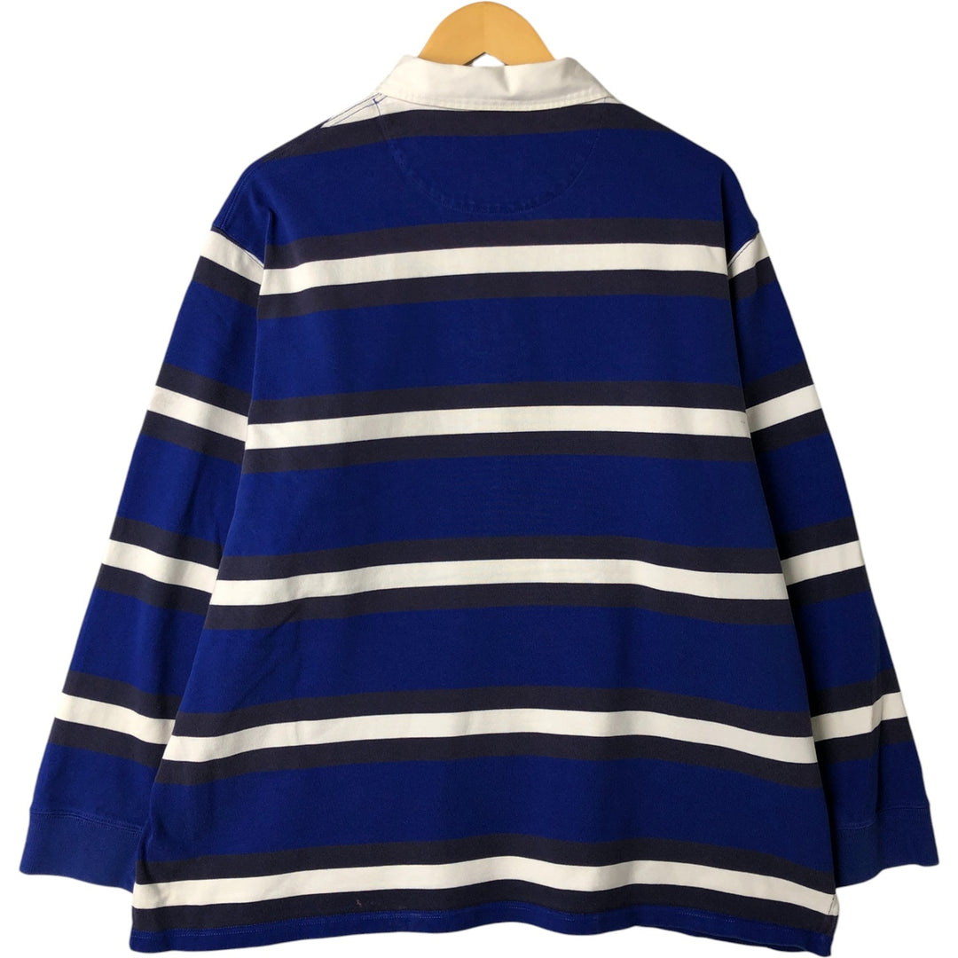 Ralph Lauren POLO by Ralph Lauren Striped Pattern Long Sleeve Rugby Shirt Men's XL cotton navy blue type Vintage Second Hand