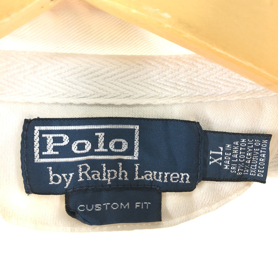Ralph Lauren POLO by Ralph Lauren CUSTOM FIT Border Pattern Long Sleeve Rugby Shirt Men's XL cotton navy blue type Vintage Second Hand