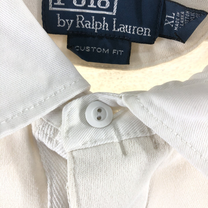 Ralph Lauren POLO by Ralph Lauren CUSTOM FIT Border Pattern Long Sleeve Rugby Shirt Men's XL cotton navy blue type Vintage Second Hand