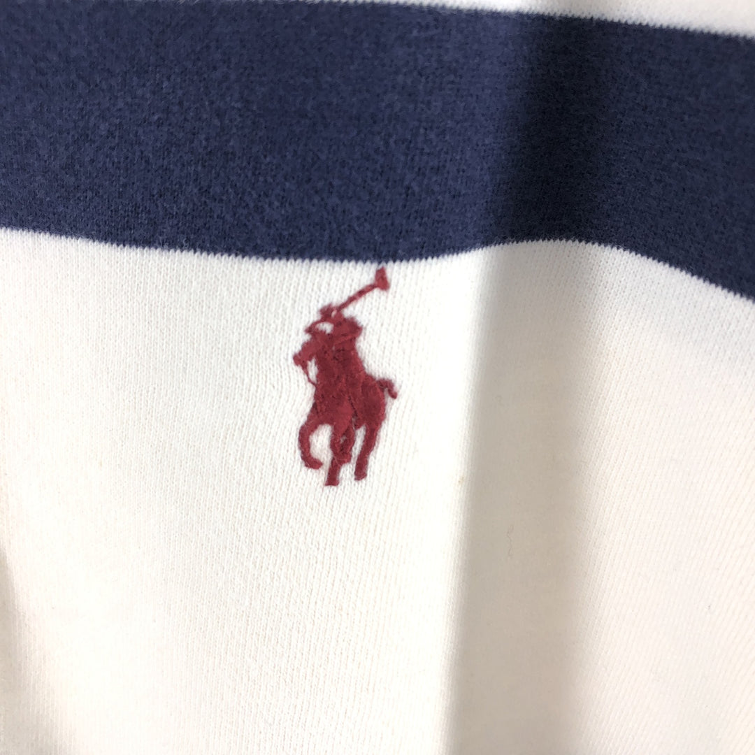 Ralph Lauren POLO by Ralph Lauren CUSTOM FIT Border Pattern Long Sleeve Rugby Shirt Men's XL cotton navy blue type Vintage Second Hand