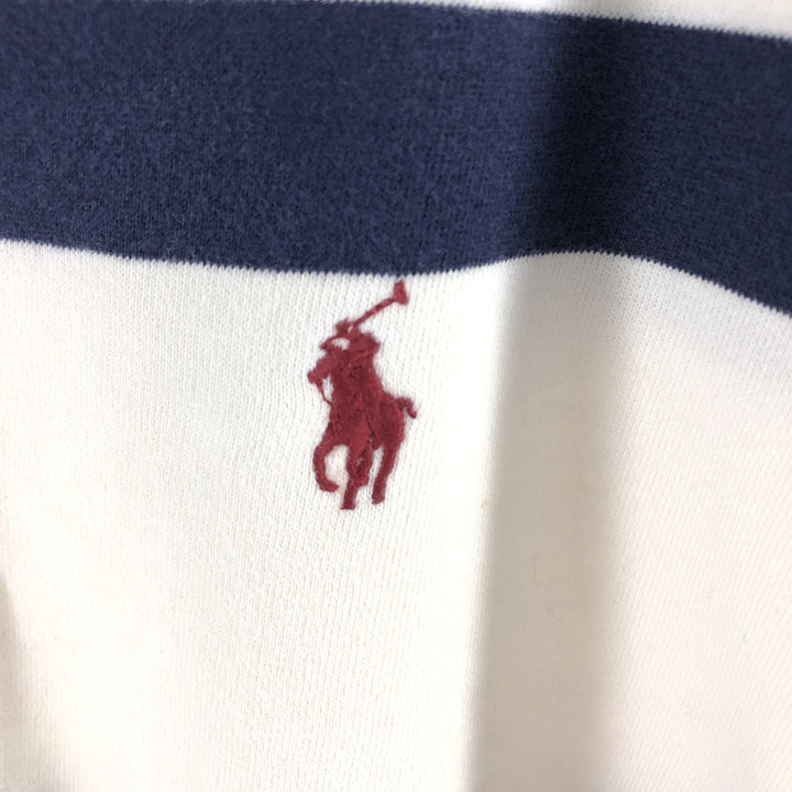 Ralph Lauren POLO by Ralph Lauren CUSTOM FIT Border Pattern Long Sleeve Rugby Shirt Men's XL cotton navy blue type Vintage Second Hand