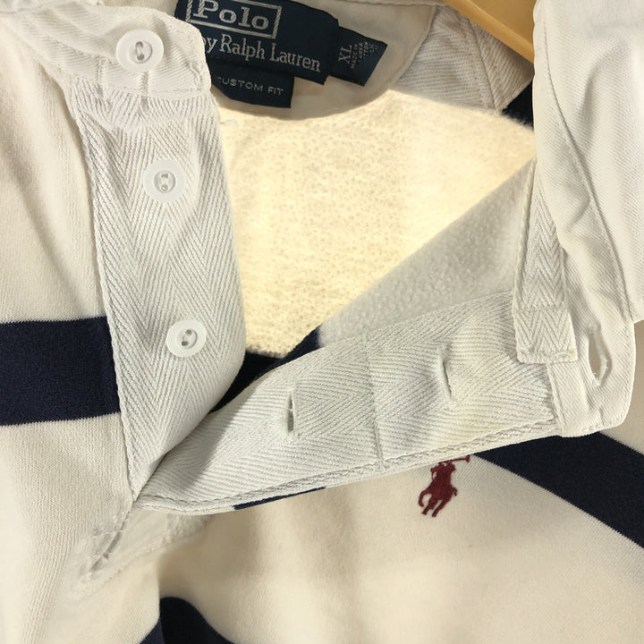 Ralph Lauren POLO by Ralph Lauren CUSTOM FIT Border Pattern Long Sleeve Rugby Shirt Men's XL cotton navy blue type Vintage Second Hand