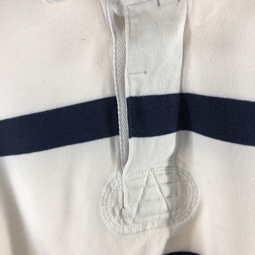 Ralph Lauren POLO by Ralph Lauren CUSTOM FIT Border Pattern Long Sleeve Rugby Shirt Men's XL cotton navy blue type Vintage Second Hand