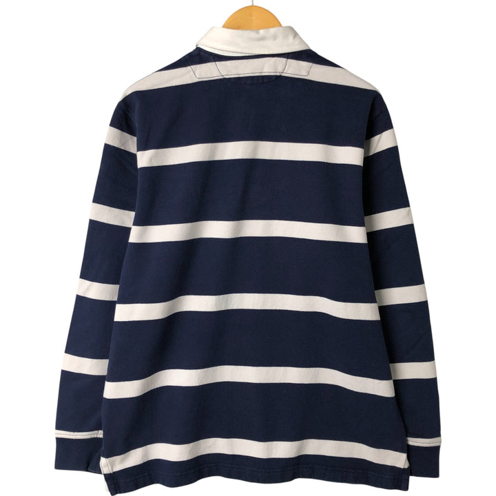 Ralph Lauren POLO by Ralph Lauren CUSTOM FIT Border Pattern Long Sleeve Rugby Shirt Men's XL cotton navy blue type Vintage Second Hand