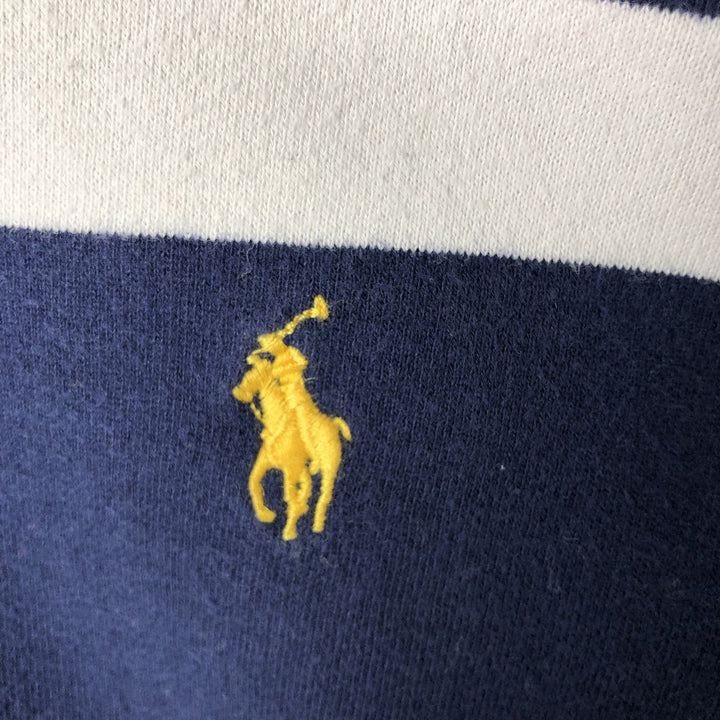 Ralph Lauren POLO by Ralph Lauren CUSTOM FIT Border Pattern Long Sleeve Rugby Shirt Men's XL cotton navy blue type Vintage Second Hand