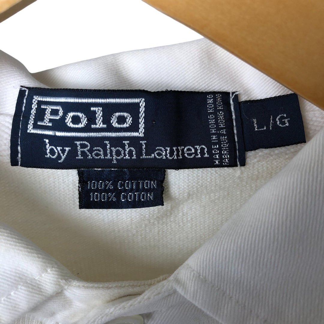 Ralph Lauren POLO by Ralph Lauren long sleeve rugby shirt, men's size L cotton white type Vintage Second Hand