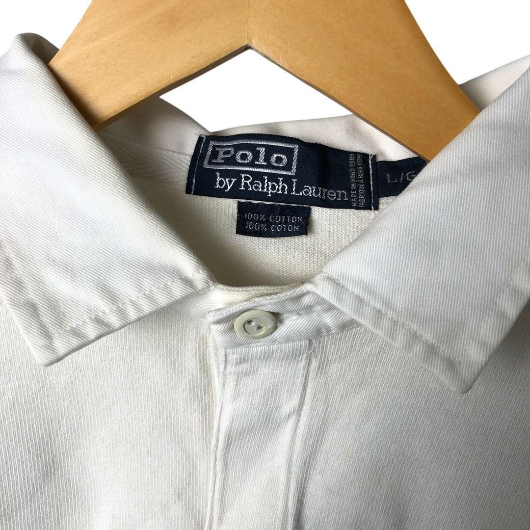Ralph Lauren POLO by Ralph Lauren long sleeve rugby shirt, men's size L cotton white type Vintage Second Hand