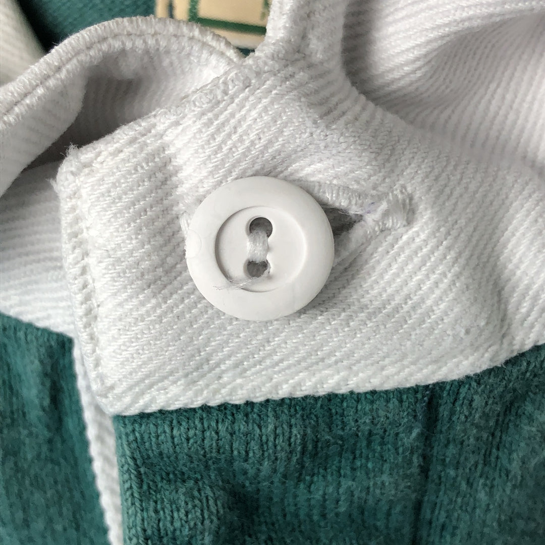 70s~80'S LLBean Border Pattern Long Sleeve Rugby Shirt Made in USA Men's M Size Vintage cotton green type Vintage Second Hand