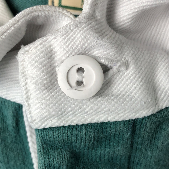 70s~80'S LLBean Border Pattern Long Sleeve Rugby Shirt Made in USA Men's M Size Vintage cotton green type Vintage Second Hand