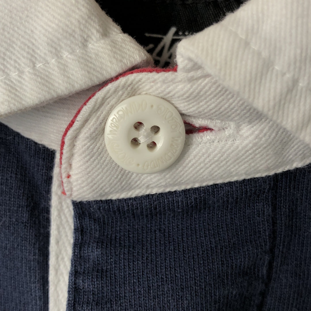 STUSSY long sleeve rugby shirt, men's size L cotton navy blue type Vintage Second Hand