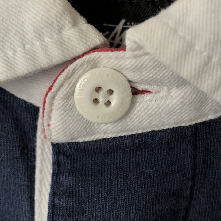 STUSSY long sleeve rugby shirt, men's size L cotton navy blue type Vintage Second Hand