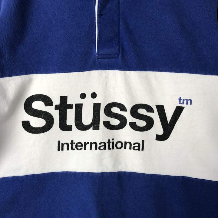 STUSSY long sleeve rugby shirt, men's size M cotton white type Vintage Second Hand
