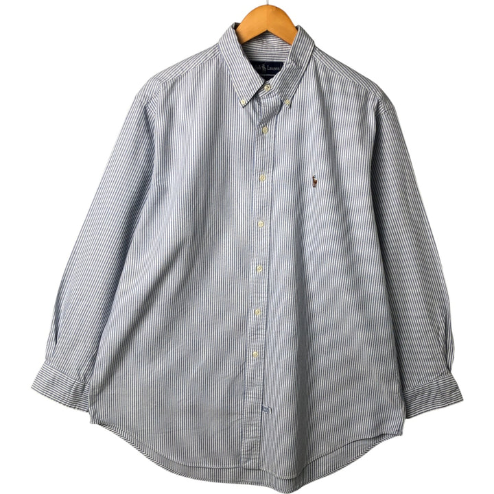 Ralph Lauren long sleeve button down striped shirt, men's XL size cotton Blue type light blue Vintage Second Hand