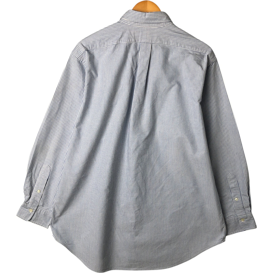 Ralph Lauren long sleeve button down striped shirt, men's XL size cotton Blue type light blue Vintage Second Hand