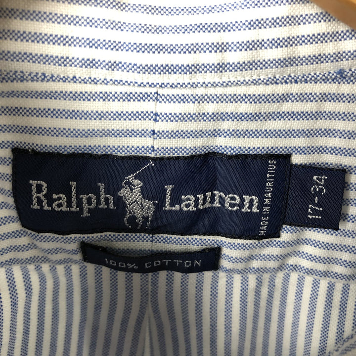 Ralph Lauren long sleeve button down striped shirt, men's XL size cotton Blue type light blue Vintage Second Hand