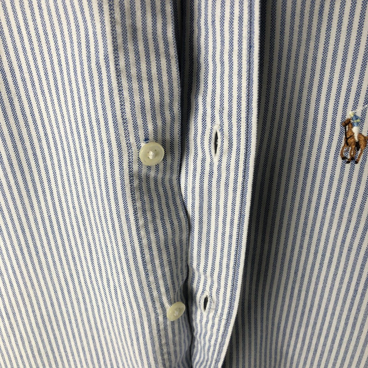 Ralph Lauren long sleeve button down striped shirt, men's XL size cotton Blue type light blue Vintage Second Hand