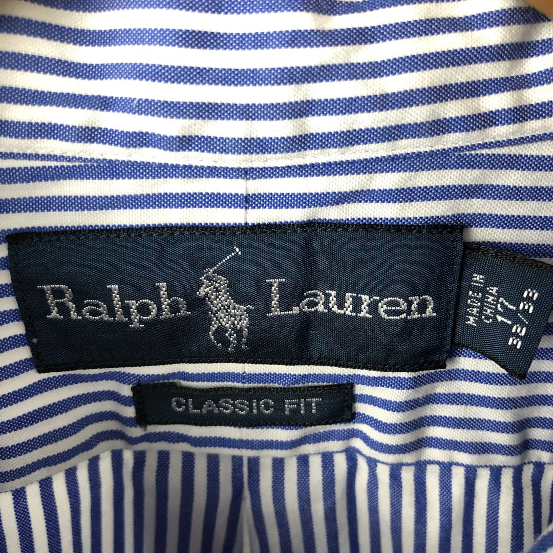Ralph Lauren Classic Fit Long Sleeve Button Down Striped Shirt Men's XL cotton blue type Vintage Second Hand