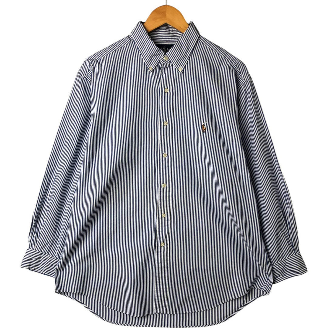 Ralph Lauren YARMOUTH Long Sleeve Button-Down Striped Shirt, Men's Size L cotton blue type Vintage Second Hand