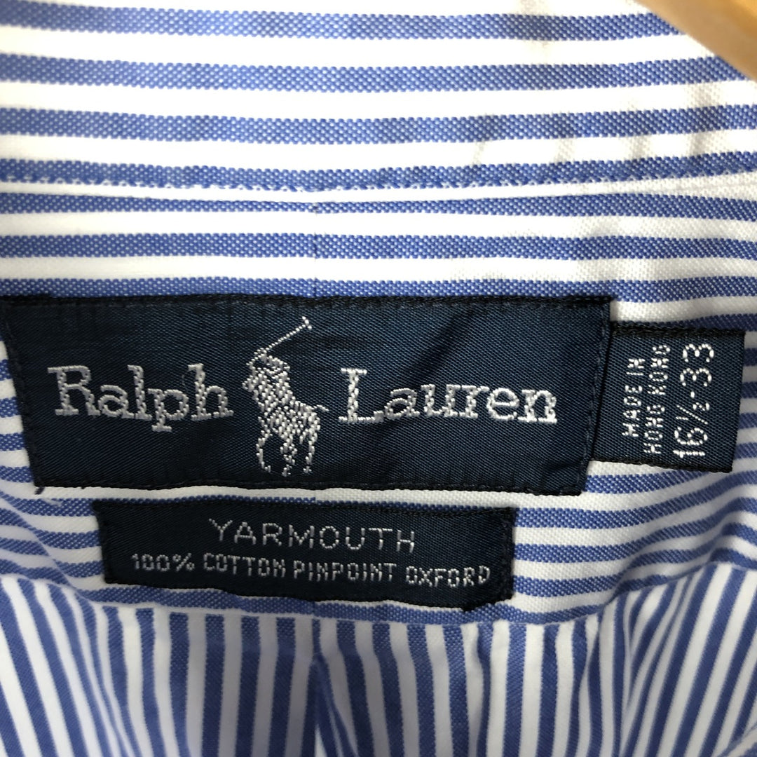 Ralph Lauren YARMOUTH Long Sleeve Button-Down Striped Shirt, Men's Size L cotton blue type Vintage Second Hand