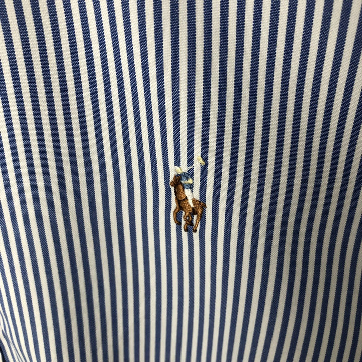 Ralph Lauren YARMOUTH Long Sleeve Button-Down Striped Shirt, Men's Size L cotton blue type Vintage Second Hand