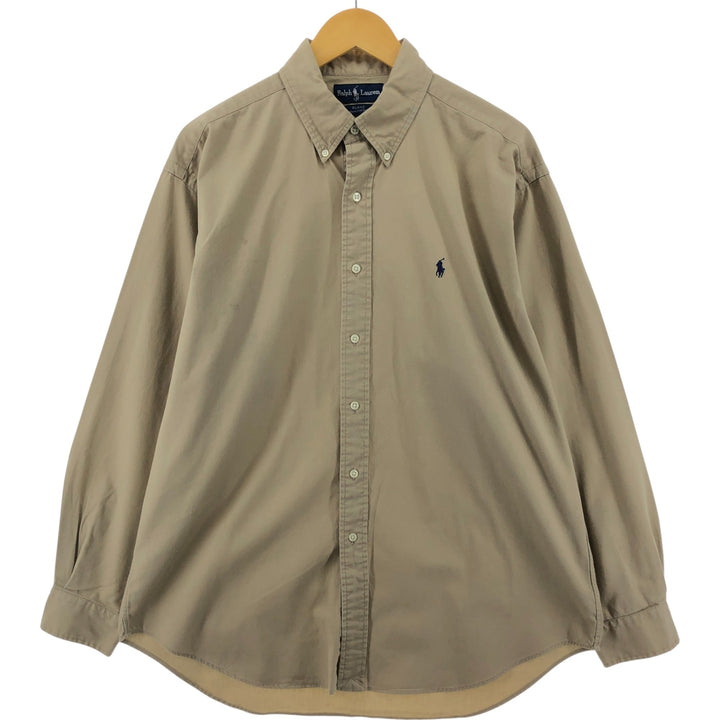 Ralph Lauren BLAKE long sleeve button down shirt, men's size L cotton ocher yellow type Vintage Second Hand
