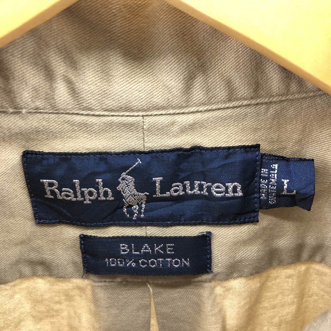 Ralph Lauren BLAKE long sleeve button down shirt, men's size L cotton ocher yellow type Vintage Second Hand