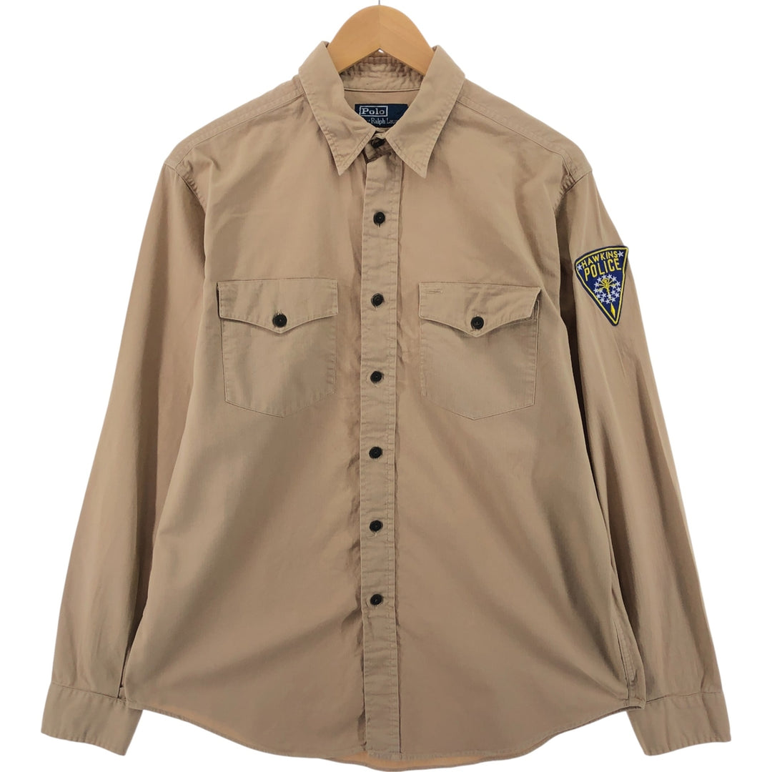 Ralph Lauren POLO by Ralph Lauren long sleeve cotton shirt, men's size L cotton ocher yellow type Vintage Second Hand