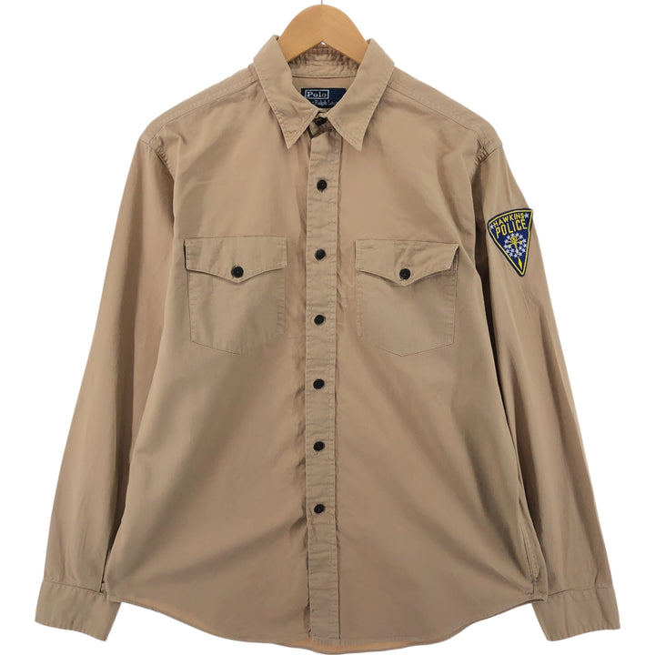 Ralph Lauren POLO by Ralph Lauren long sleeve cotton shirt, men's size L cotton ocher yellow type Vintage Second Hand
