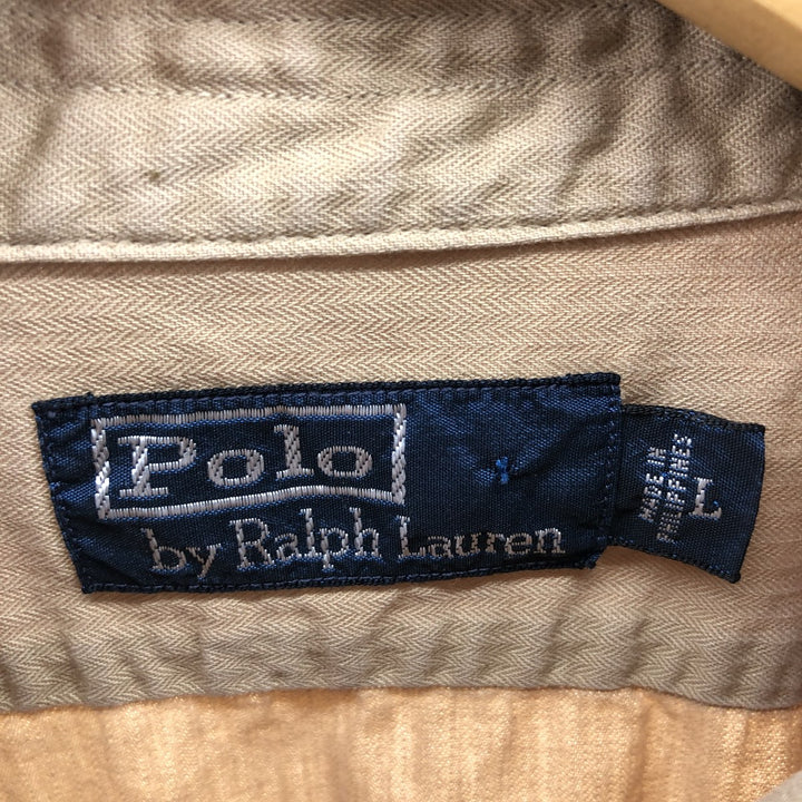 Ralph Lauren POLO by Ralph Lauren long sleeve cotton shirt, men's size L cotton ocher yellow type Vintage Second Hand