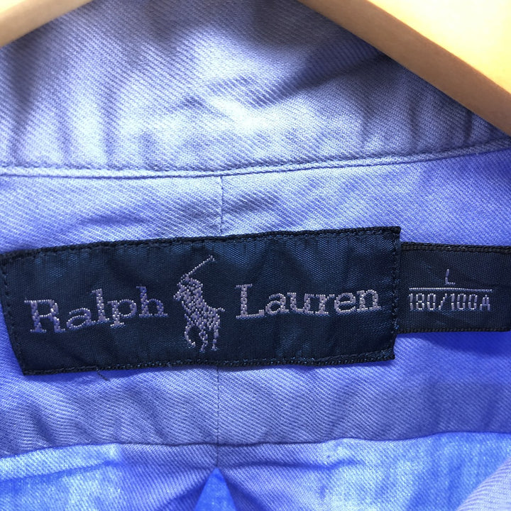 Ralph Lauren long sleeve button down shirt, men's size L cotton Blue type light blue Vintage Second Hand