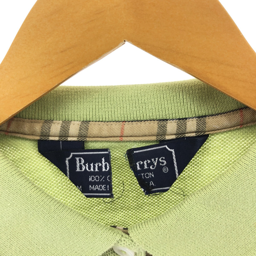 Burberry's short sleeve polo shirt, made in the USA, size M for men cotton green type yellow green Vintage Second Hand